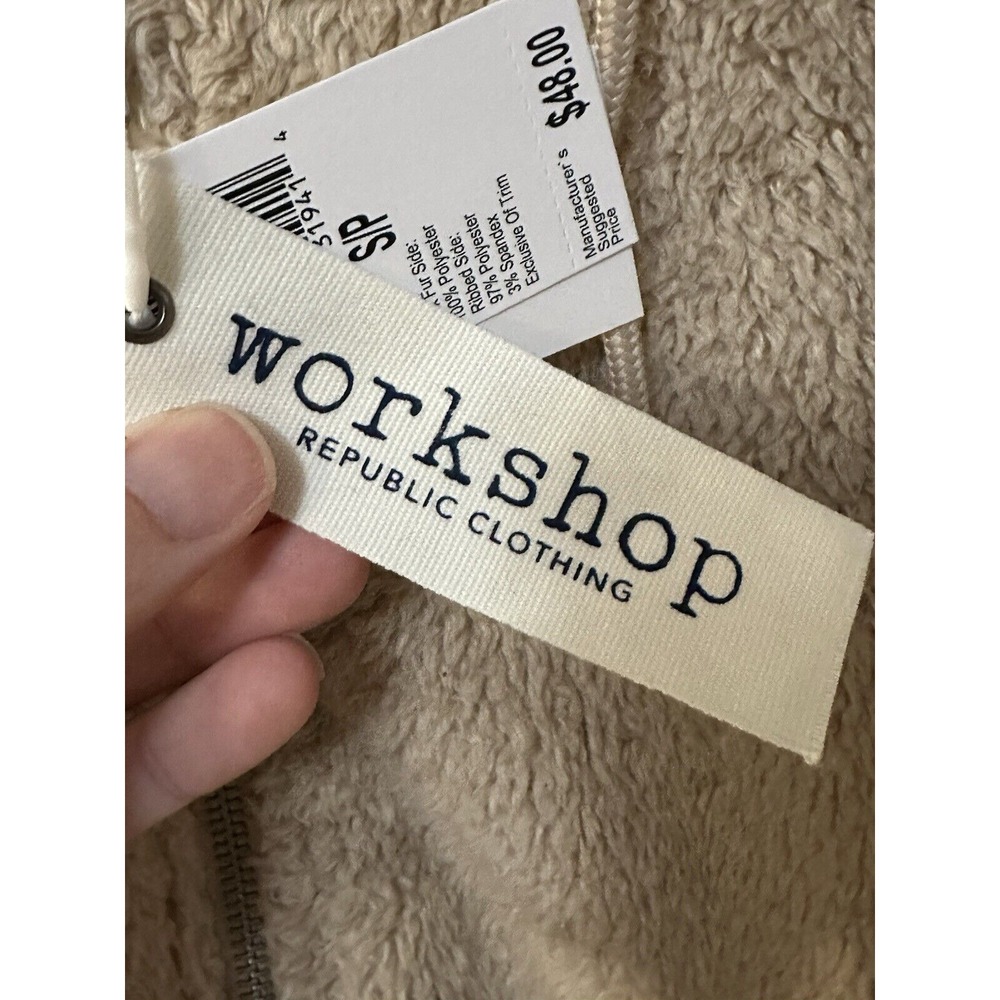 Workshop Republic Clothing Women's Faux Fur Zip Up Hoodie Size Small Tan Color - Picture 3 of 9